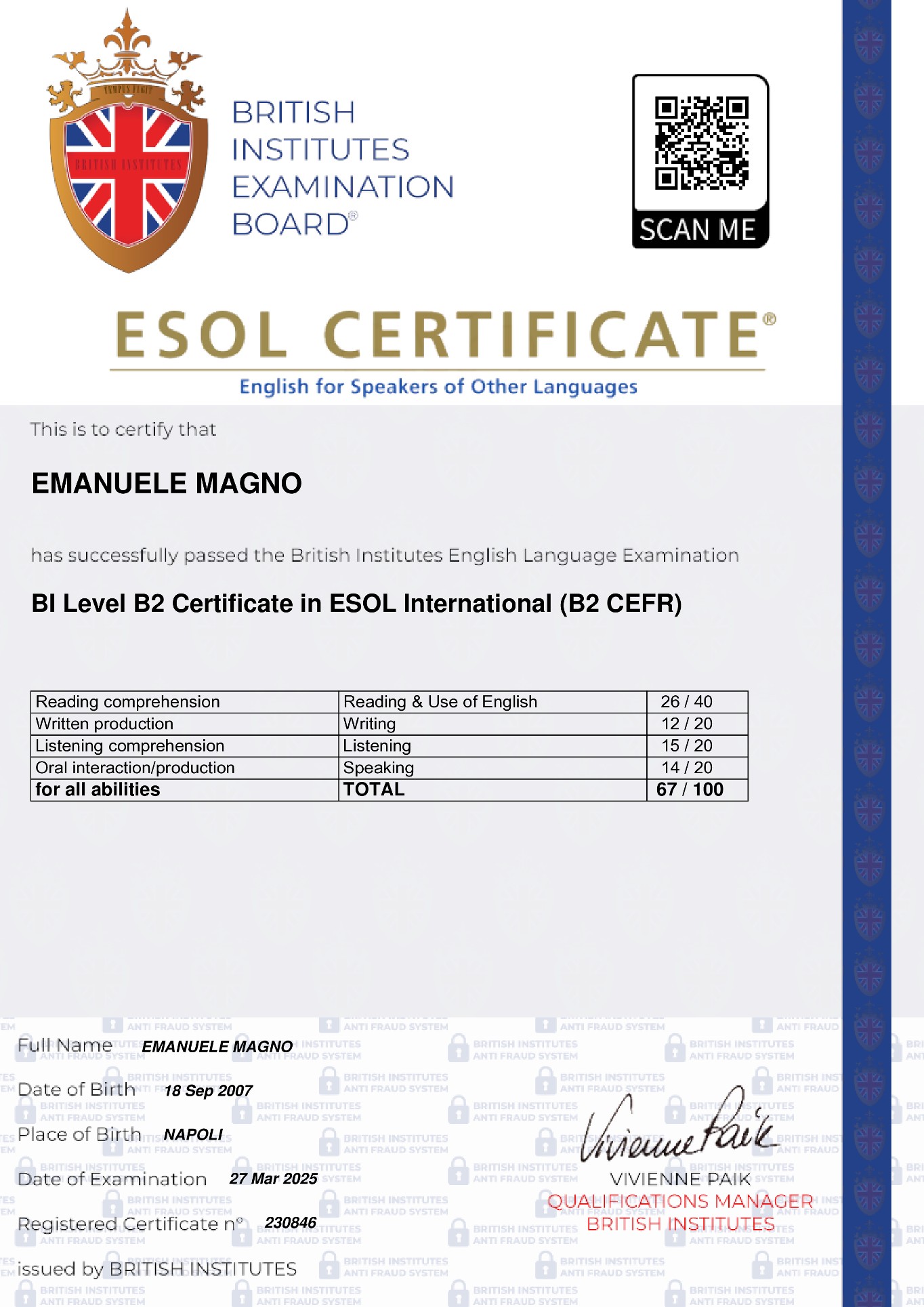 B2 English Certificate