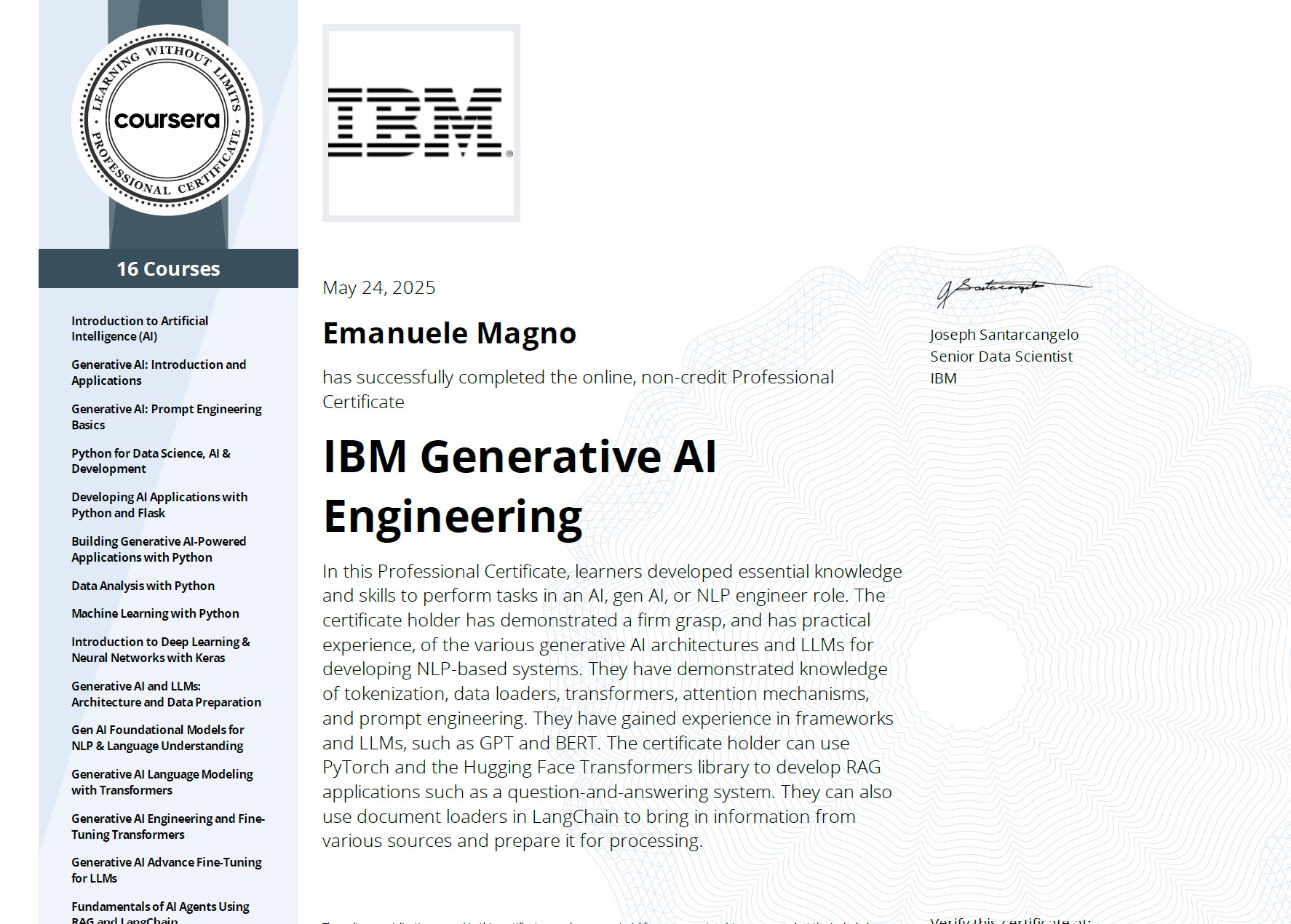 IBM Generative AI Engineering Certificate
