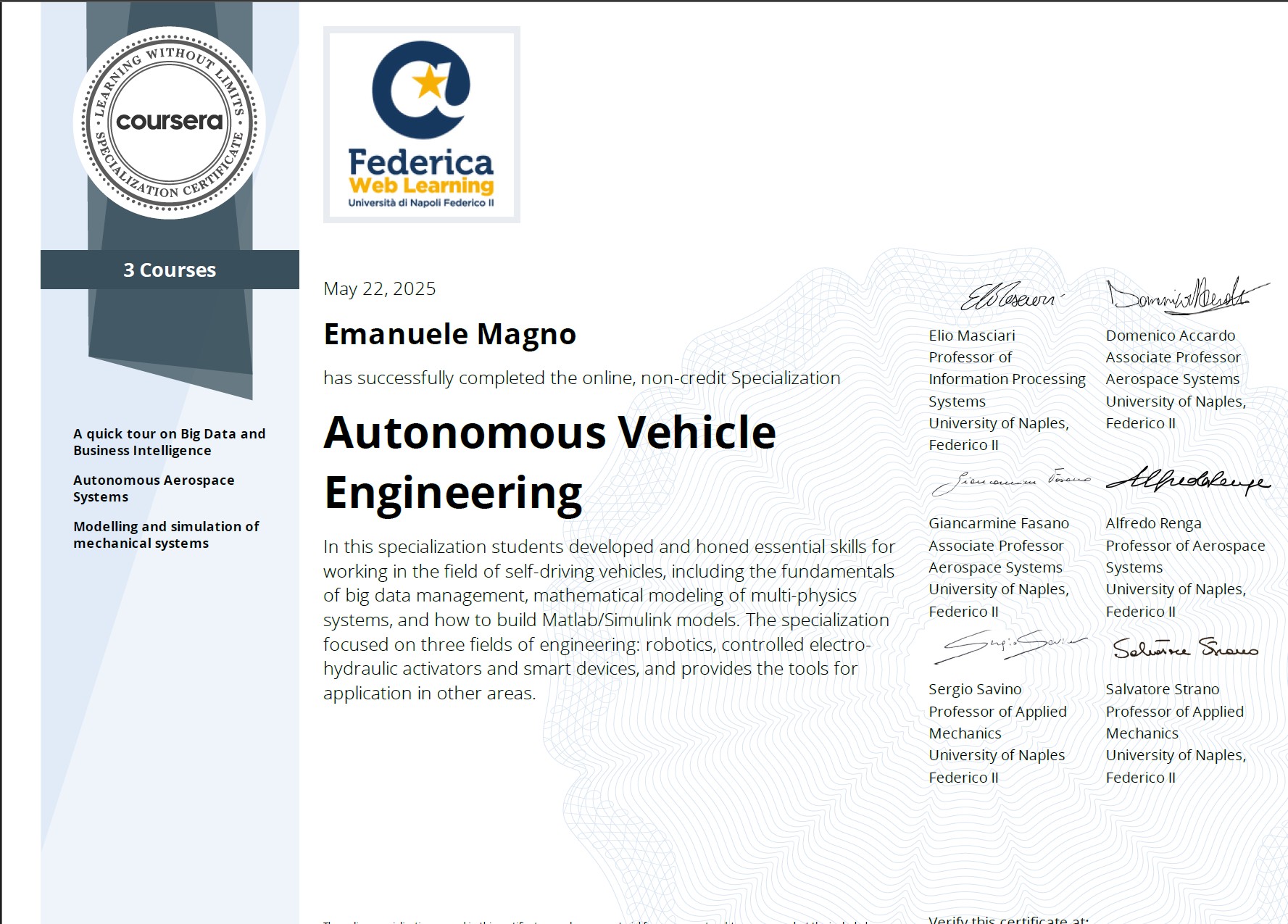 Autonomous Vehicle Engineering Specialization